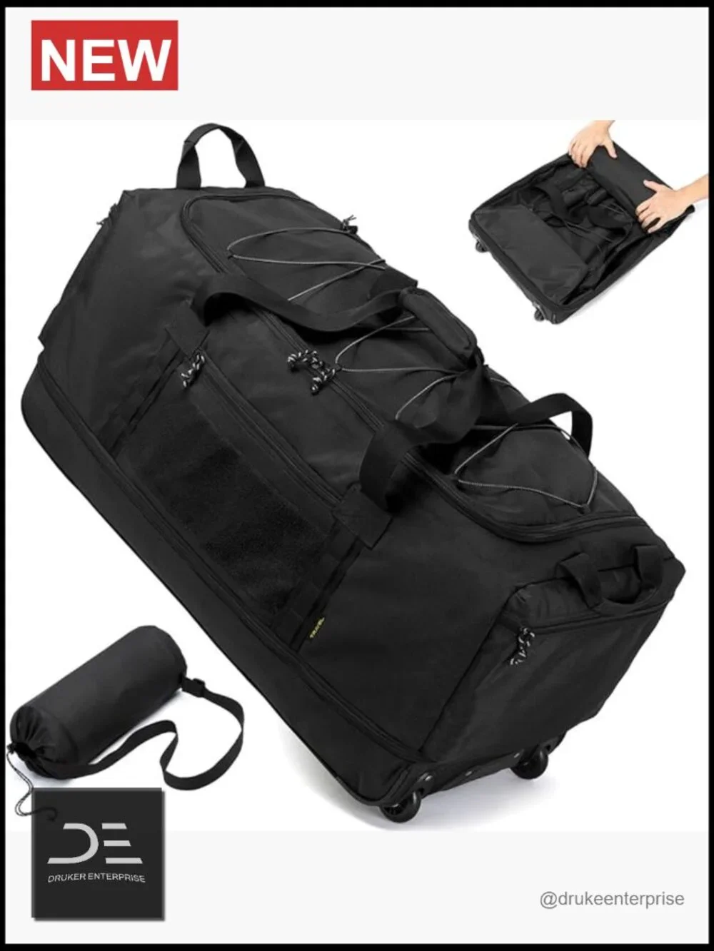 Collapsible Wheeled Duffle Bag 130-170L Expandable Travel Duffel Heavy Duty